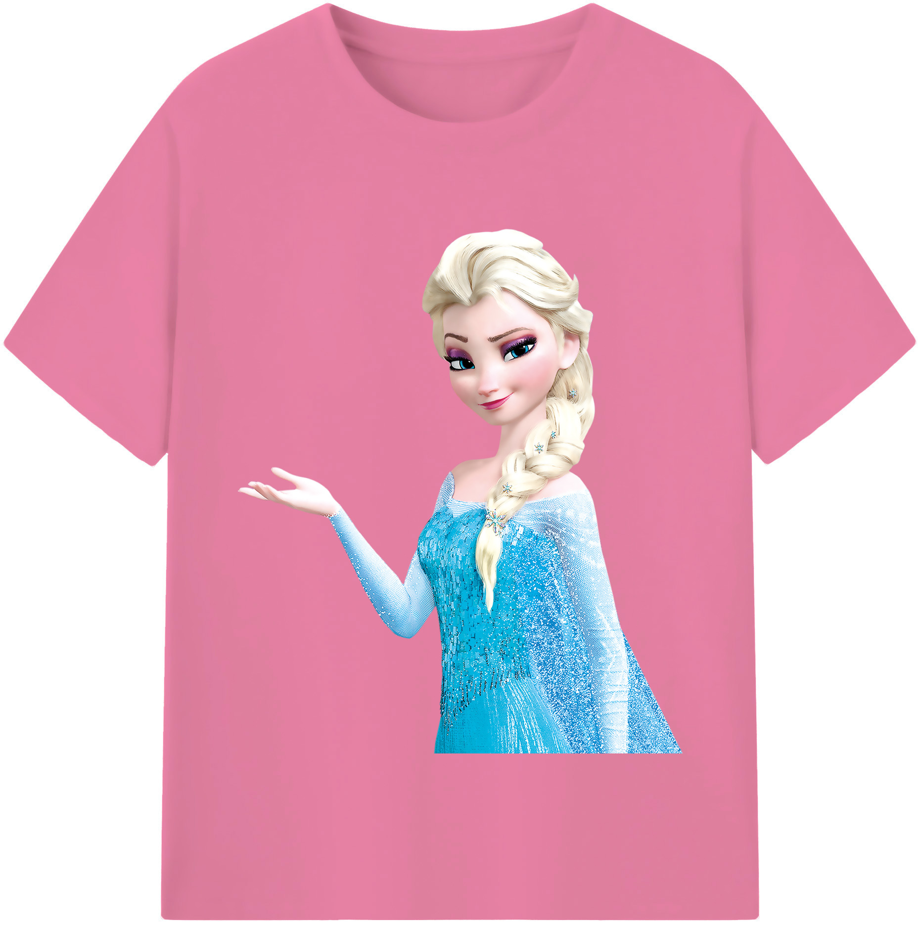 （画像用） アナと雪の女王 アンナ エルサ Frozen Anna Elsa 綿100％半袖Tシャツ（フロントプリント）